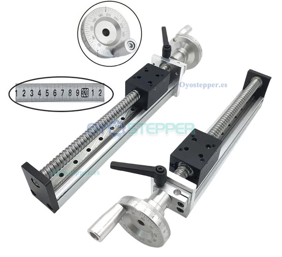 M&oacute;dulo Lineal Mini Manual DXG6042 con Husillo a Bolas, Mesa Deslizante CNC y Volante de Posicionamiento Lineal