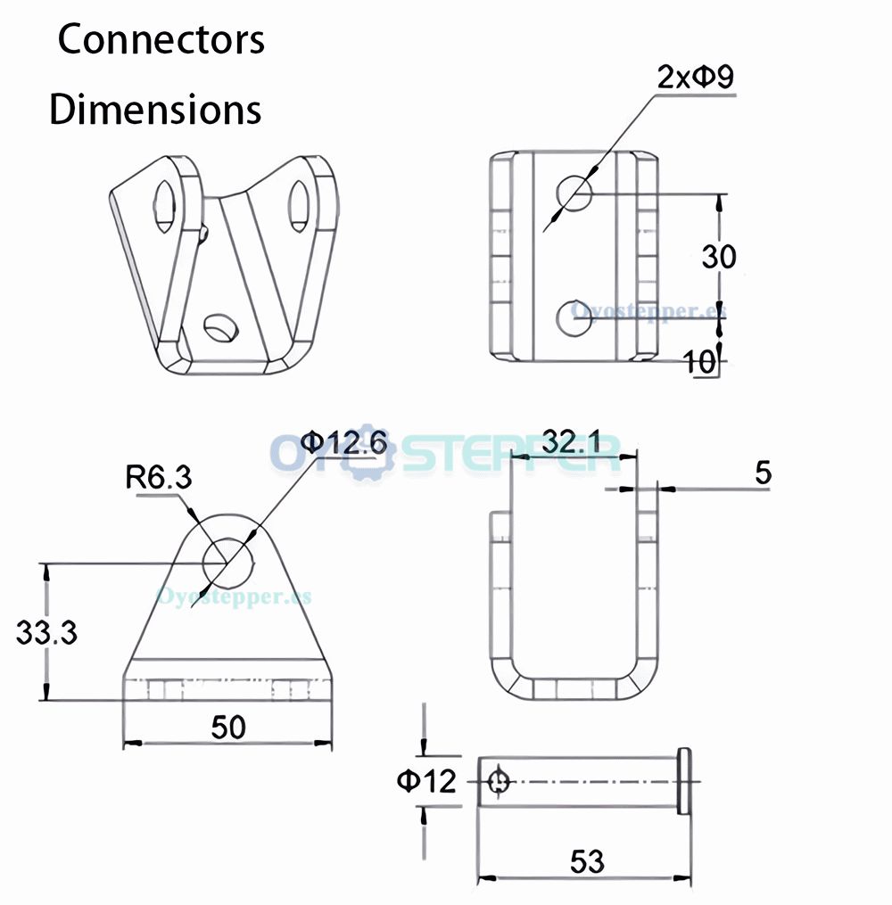 Actuador lineal el&eacute;ctrico de alta carga de 12V o 24V y 220lb a 2204lb con IP65 y carrera de 50 a 500mm