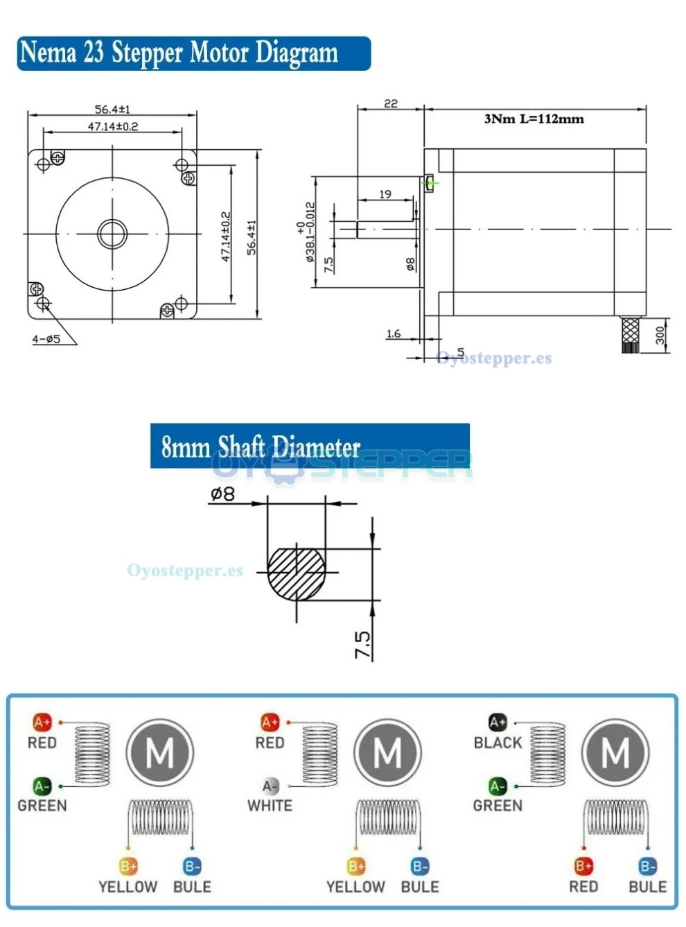Kit CNC 3 Ejes con Motor Paso a Paso Nema 23 1.8° 3Nm 2 Fases, Controlador y Fuente de Alimentación Kit CNC 3 Ejes con Motor Paso a Paso Nema 23 1.8° 3Nm 2 Fases, Controlador y Fuente de Alimentación