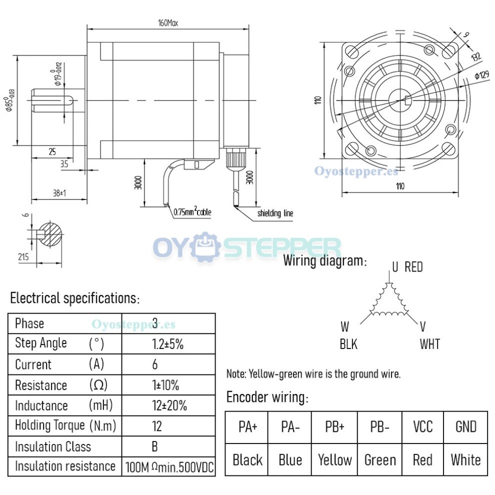 Kit CNC con Motor Paso a Paso Lazo Cerrado NEMA 42 3 Fases Eje 19mm y Controlador H&iacute;brido Servo