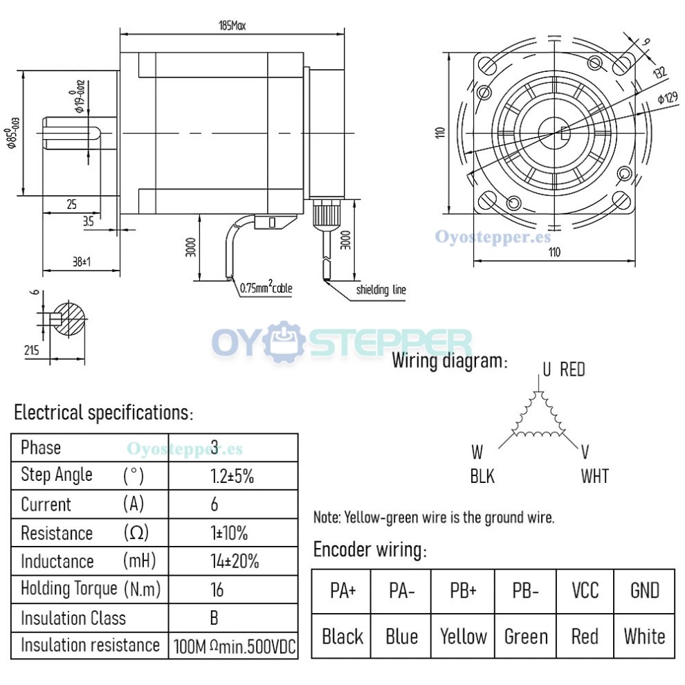 Kit CNC con Motor Paso a Paso Lazo Cerrado NEMA 42 3 Fases Eje 19mm y Controlador H&iacute;brido Servo