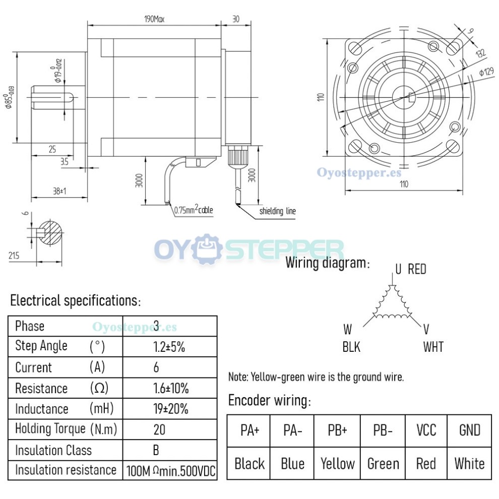 Kit CNC con Motor Paso a Paso Lazo Cerrado NEMA 42 3 Fases Eje 19mm y Controlador H&iacute;brido Servo