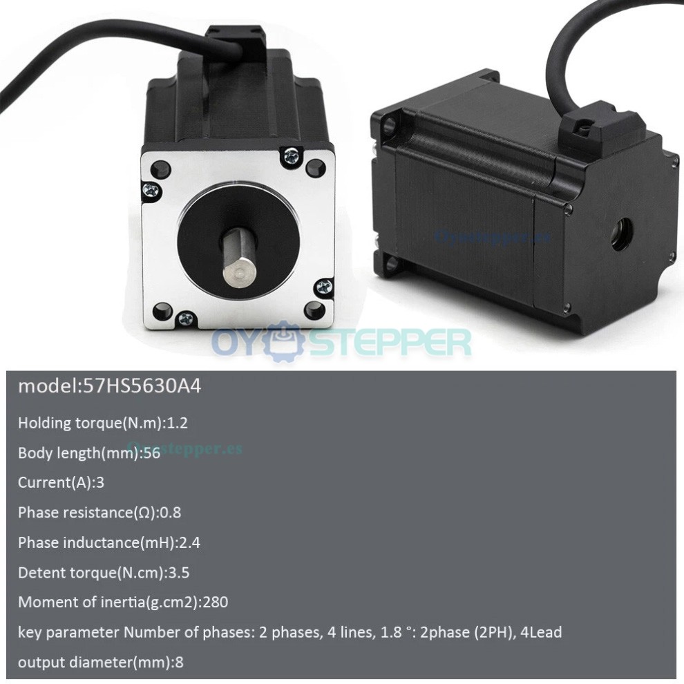 Motor Paso a Paso Nema 23 1.8&deg; 1.2Nm 4 Hilos 3A 2 Fases para Impresora 3D y Router CNC