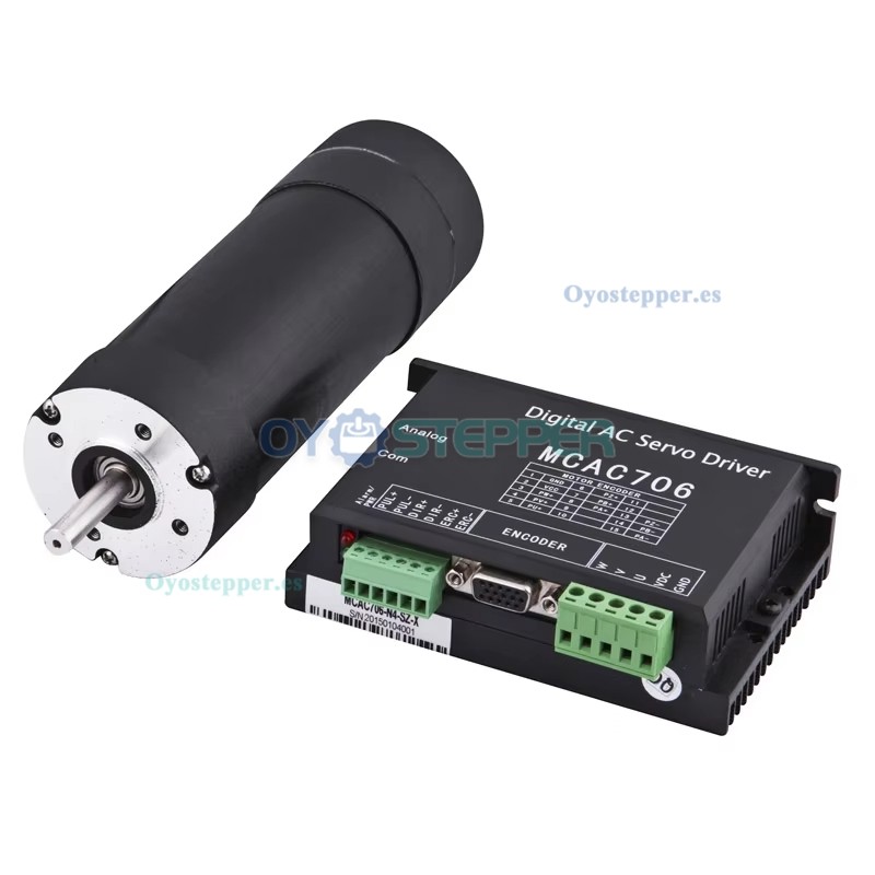 Kit de Motor Servo DC 180 W 36 V con Controlador 0.6 N·m 3400 RPM Φ57 mm para Impresoras Inkjet