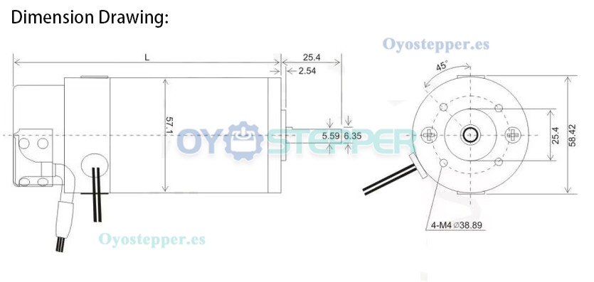Kit de Motor Servo DC con Escobillas 60 W 24 V 0.72 N·m 3000 RPM Φ58 mm