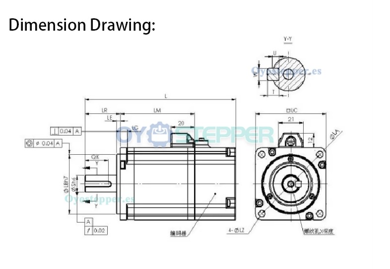Motor Servo DC 100 W 36 V 4.0 A 0.318 N·m 3000 RPM con Encoder de 2500 Líneas 60×60 mm