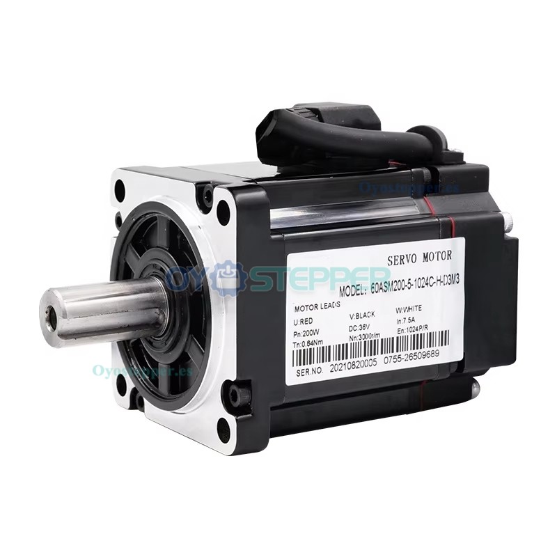 Motor Servo DC 200 W 36 V 0.64 N·m 7.5 A 3000 RPM con Encoder Magnético de 1024 Líneas 60×60 mm