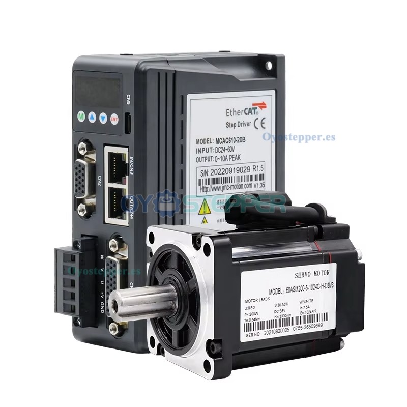 Kit de Motor Servo DC 200 W con Controlador 0.64 N·m 7.5 A 3000 RPM con Encoder de 1024 Líneas