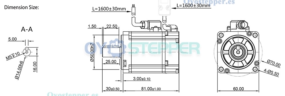 Kit de Motor Servo DC 200 W con Controlador 0.64 N·m 7.5 A 3000 RPM con Encoder de 1024 Líneas