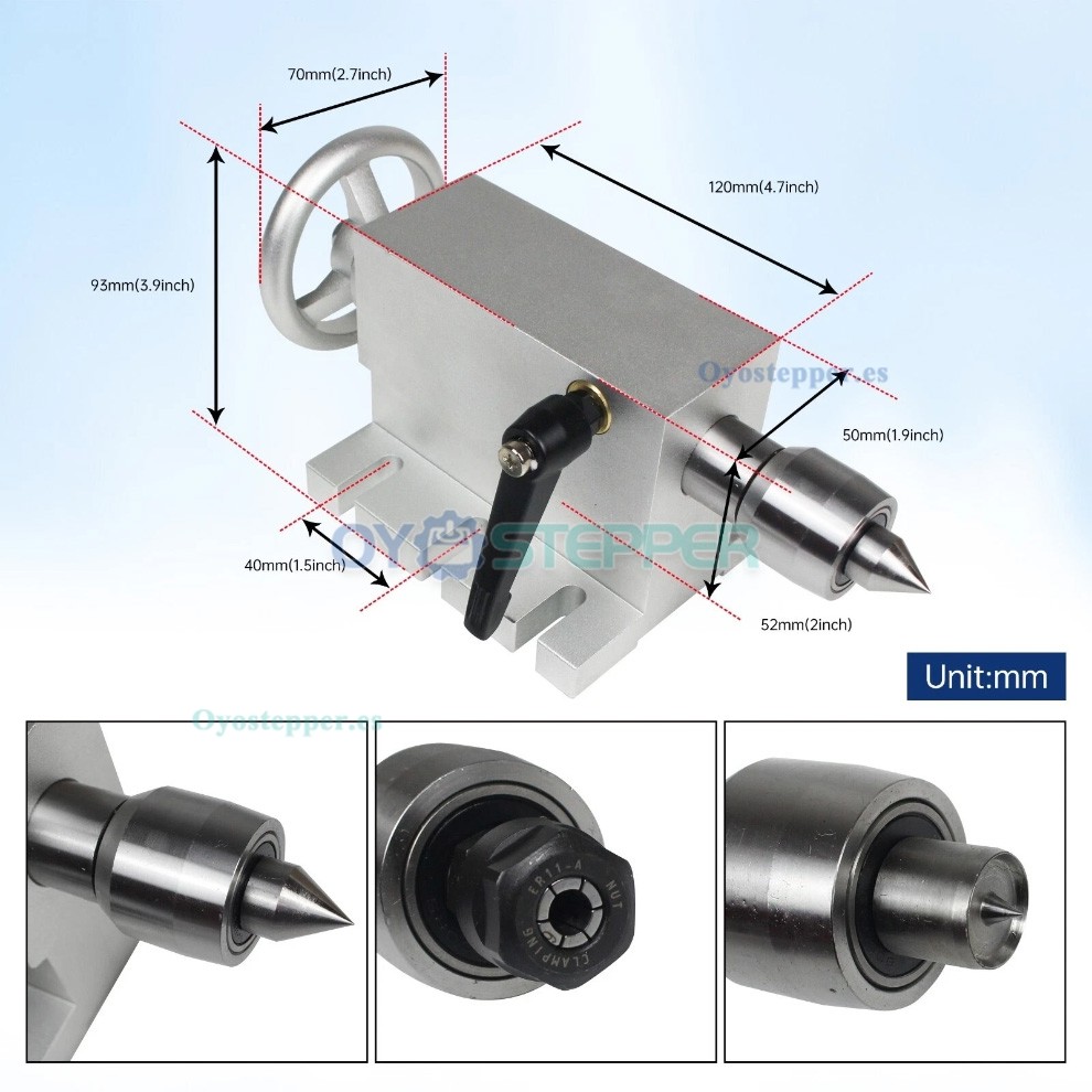 Contrapunto m&oacute;vil MT2 de 65mm con 4 puntas para torno y fresadora CNC