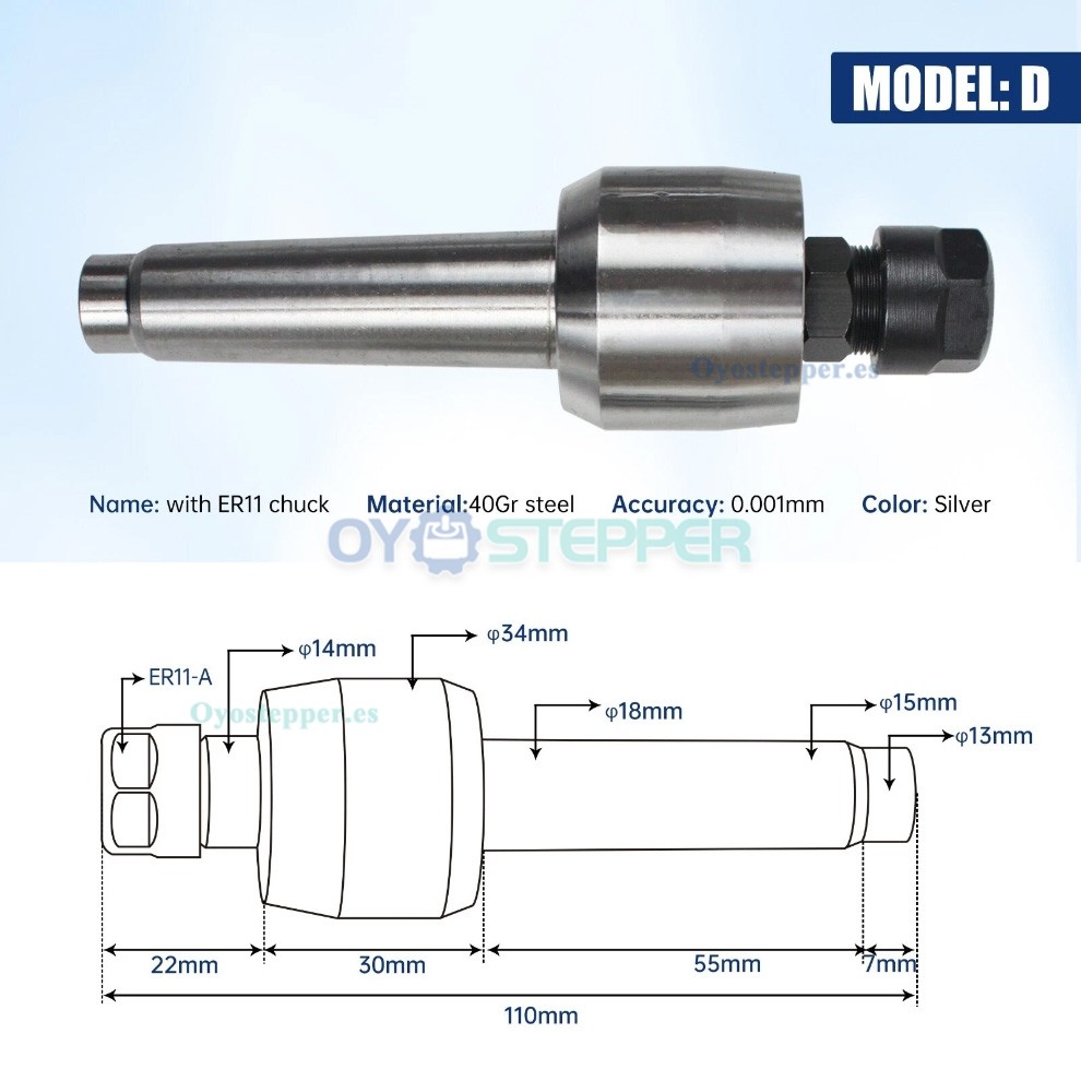 Contrapunto m&oacute;vil MT2 de 65mm con 4 puntas para torno y fresadora CNC