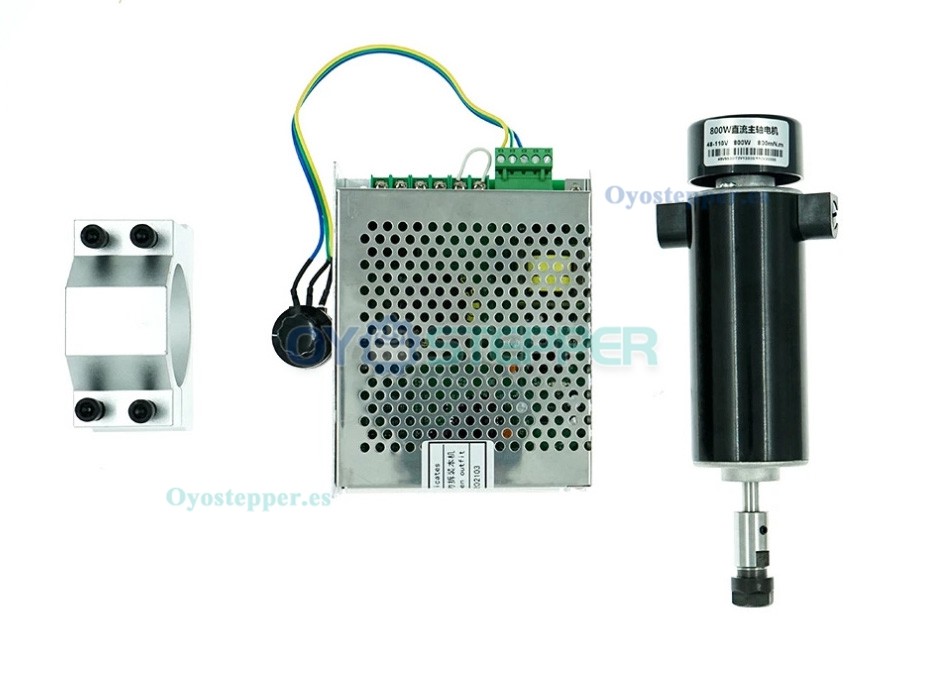 Kit de husillo CNC de 800W ER11 refrigerado por aire con controlador de velocidad y soporte de 52mm