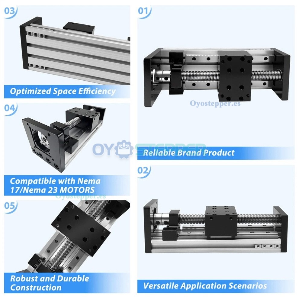 Mesa Deslizante CNC de Doble Guía con Husillo a Bolas y Etapa de Movimiento Lineal (10‑60 kg) Motorizada Mesa Deslizante CNC de Doble Guía con Husillo a Bolas y Etapa de Movimiento Lineal (10‑60 kg) Motorizada