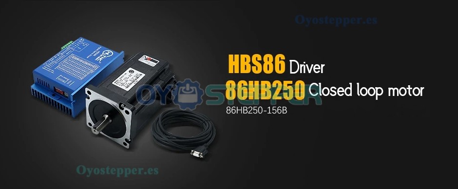 HLTNC Kit de Motor Paso a Paso Nema 34 en Bucle Cerrado 1.8° 12 N·m Sin Freno + Controlador HBS86