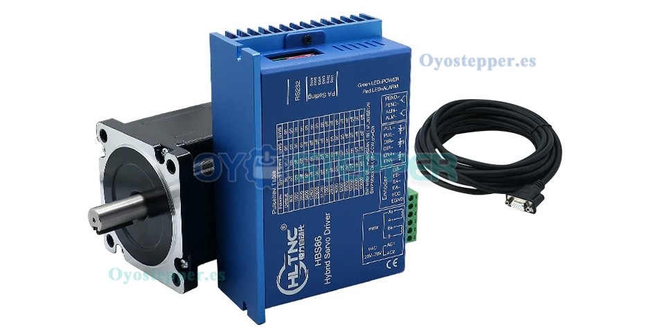 HLTNC Kit de Motor Paso a Paso Nema 34 en Bucle Cerrado 1.8° 4.5 N·m Sin Freno + Controlador HBS86