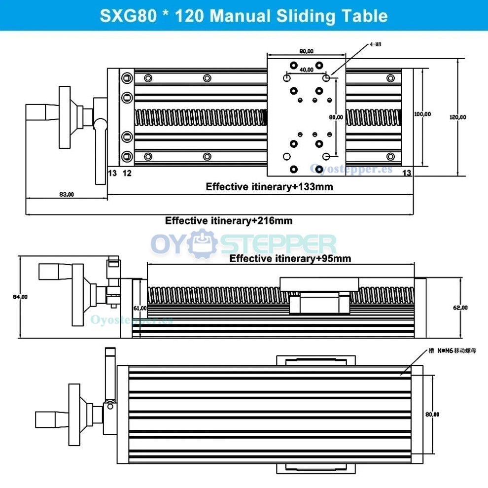 Etapa de Gu&iacute;a de Movimiento Lineal con Husillo a Bolas y Mesa Deslizante CNC, Compatible con Motores Nema23/34