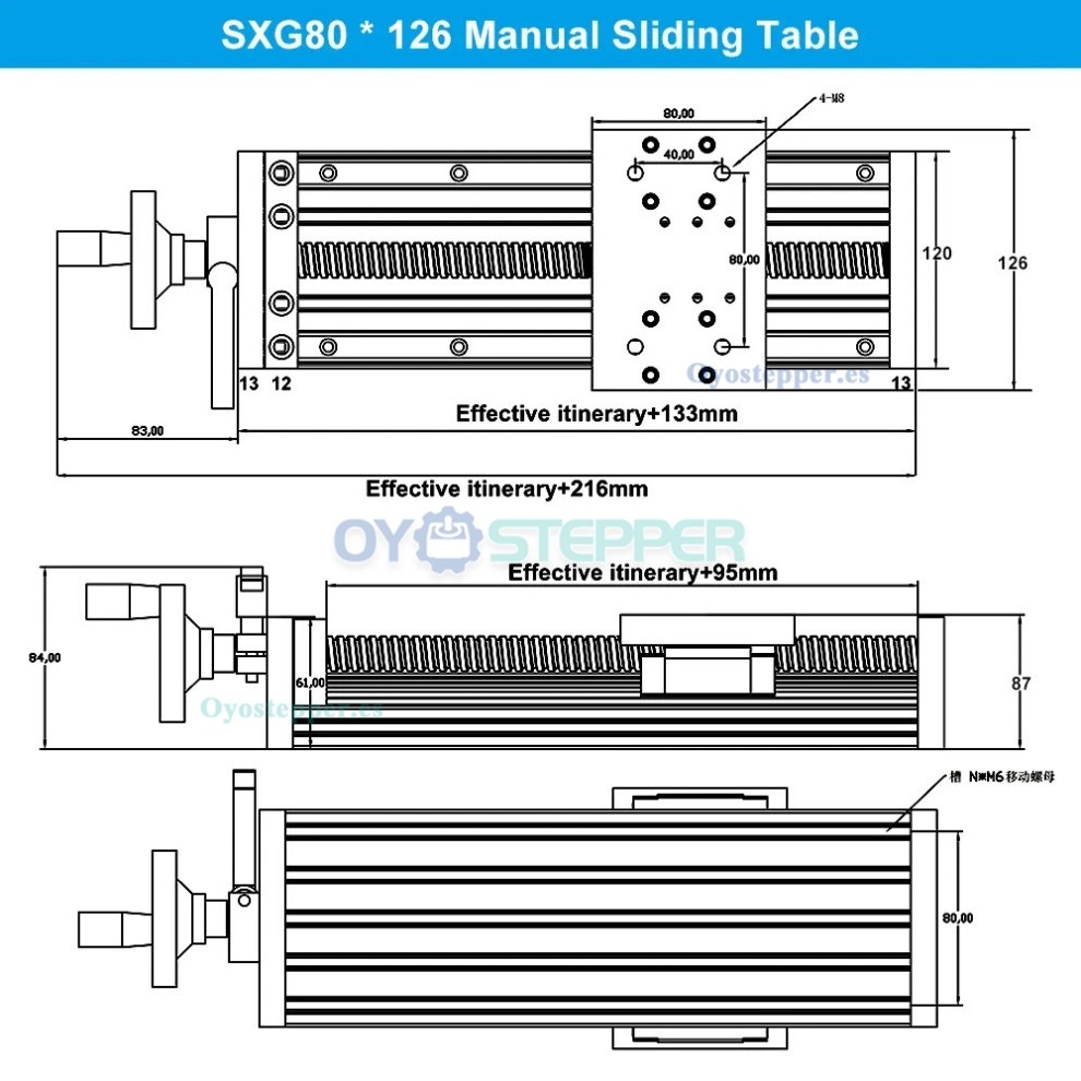 Etapa de Gu&iacute;a de Movimiento Lineal con Husillo a Bolas y Mesa Deslizante CNC, Compatible con Motores Nema23/34