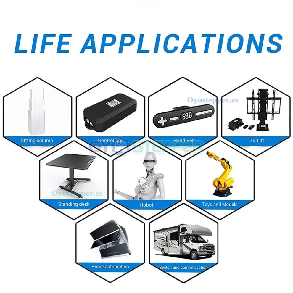 Mini actuador lineal el&eacute;ctrico de 12V y 64N a 188N con carrera de 0.4 a 8 pulgadas