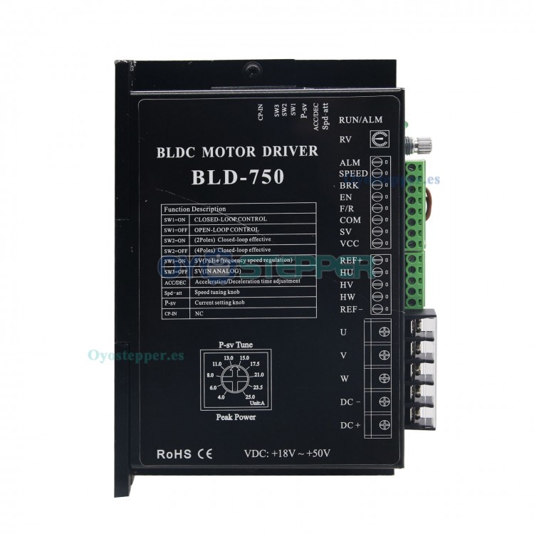 BLD-750 Controlador de Motor DC Sin Escobillas 18–50 V para BLDC 600 W / 750 W