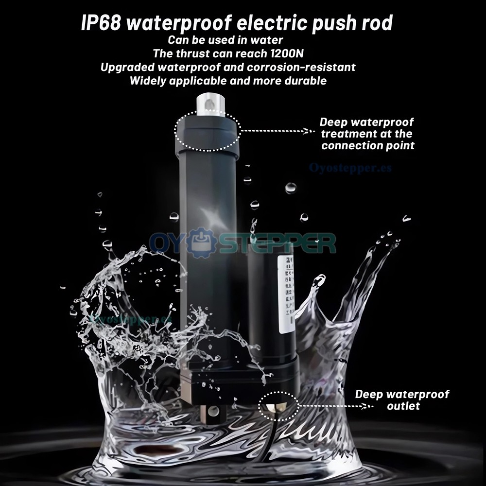 Actuador Lineal Sumergible IP68 120kg 12V Motorizado para Automatizaci&oacute;n Industrial
