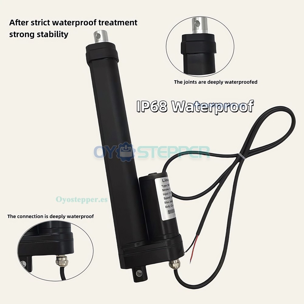 Actuador Lineal Sumergible IP68 120kg 12V Motorizado para Automatizaci&oacute;n Industrial
