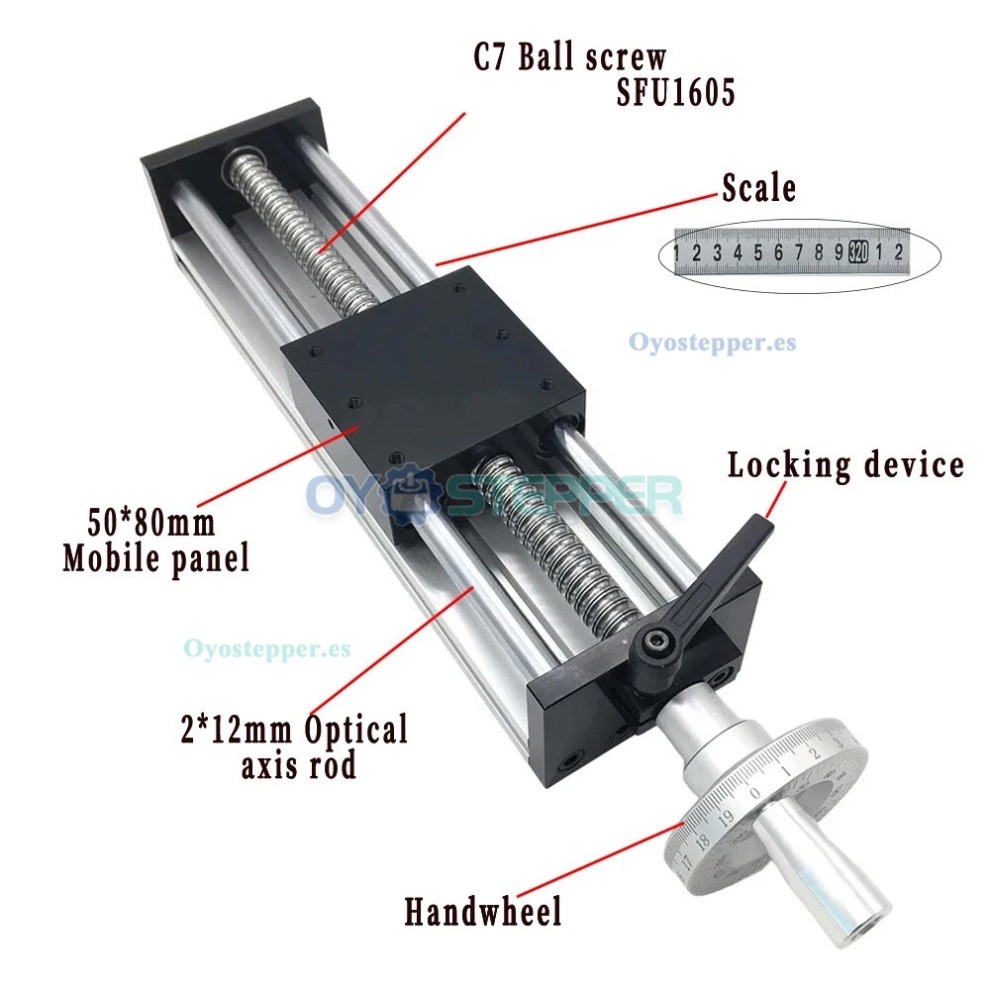 Etapa Lineal Manual GGP5080 con Guía Lineal, Husillo a Bolas y Volante para Módulo de Movimiento CNC Etapa Lineal Manual GGP5080 con Guía Lineal, Husillo a Bolas y Volante para Módulo de Movimiento CNC
