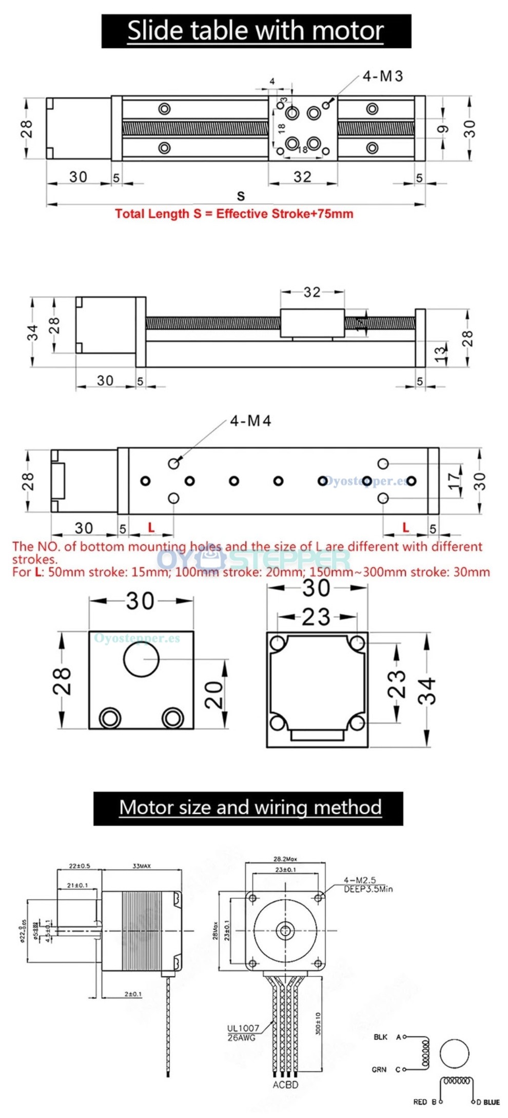 Etapa Lineal Mini Motorizada CNC con Módulo Guía Deslizante, Carrera 5-300mm, Kit Motor Nema11 Etapa Lineal Mini Motorizada CNC con Módulo Guía Deslizante, Carrera 5-300mm, Kit Motor Nema11