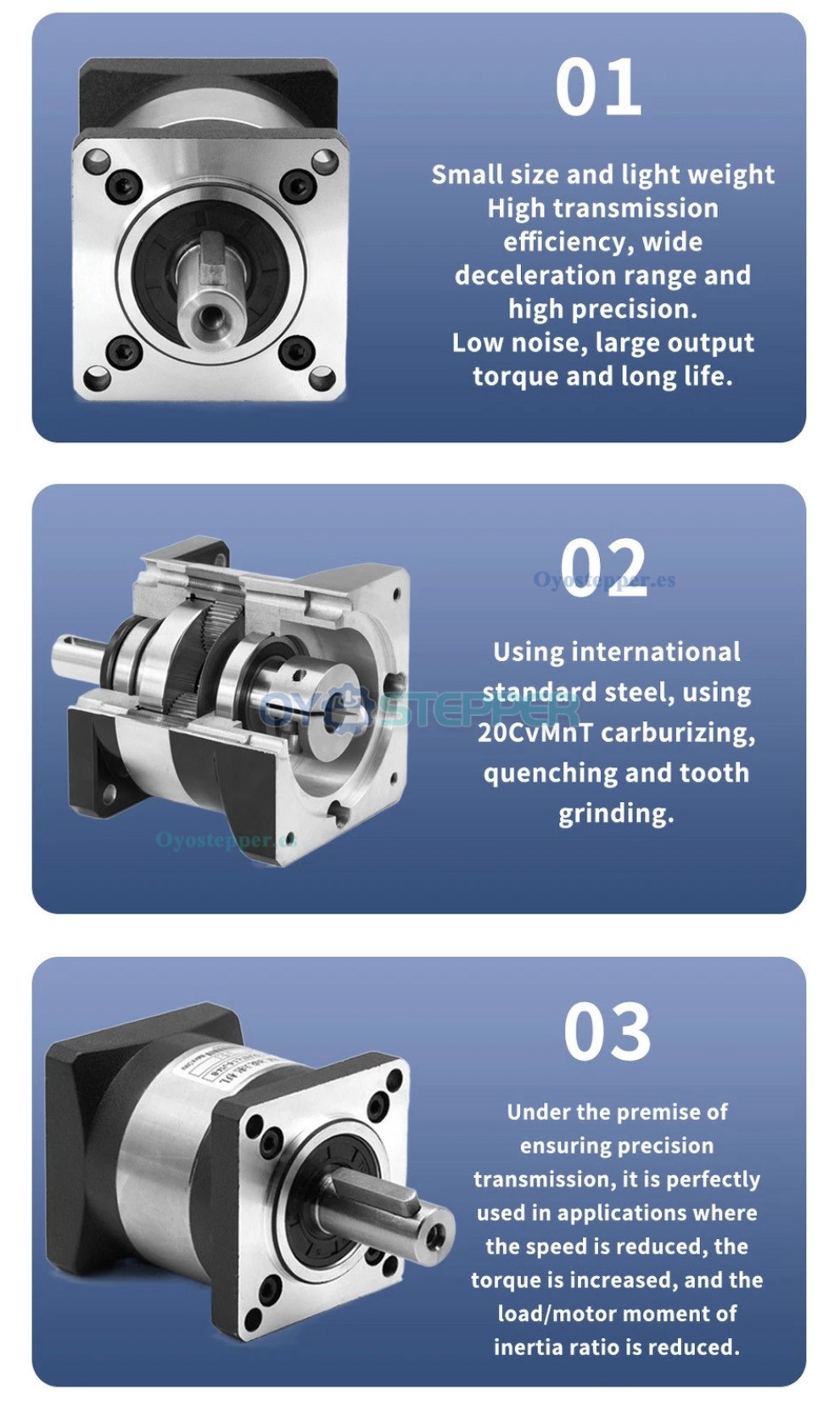 Reductor Planetario con Salida de Agujero Hueco y Engranaje Recto para Motor Paso a Paso NEMA 23,34 / Servomotor 80/110/130/180mm