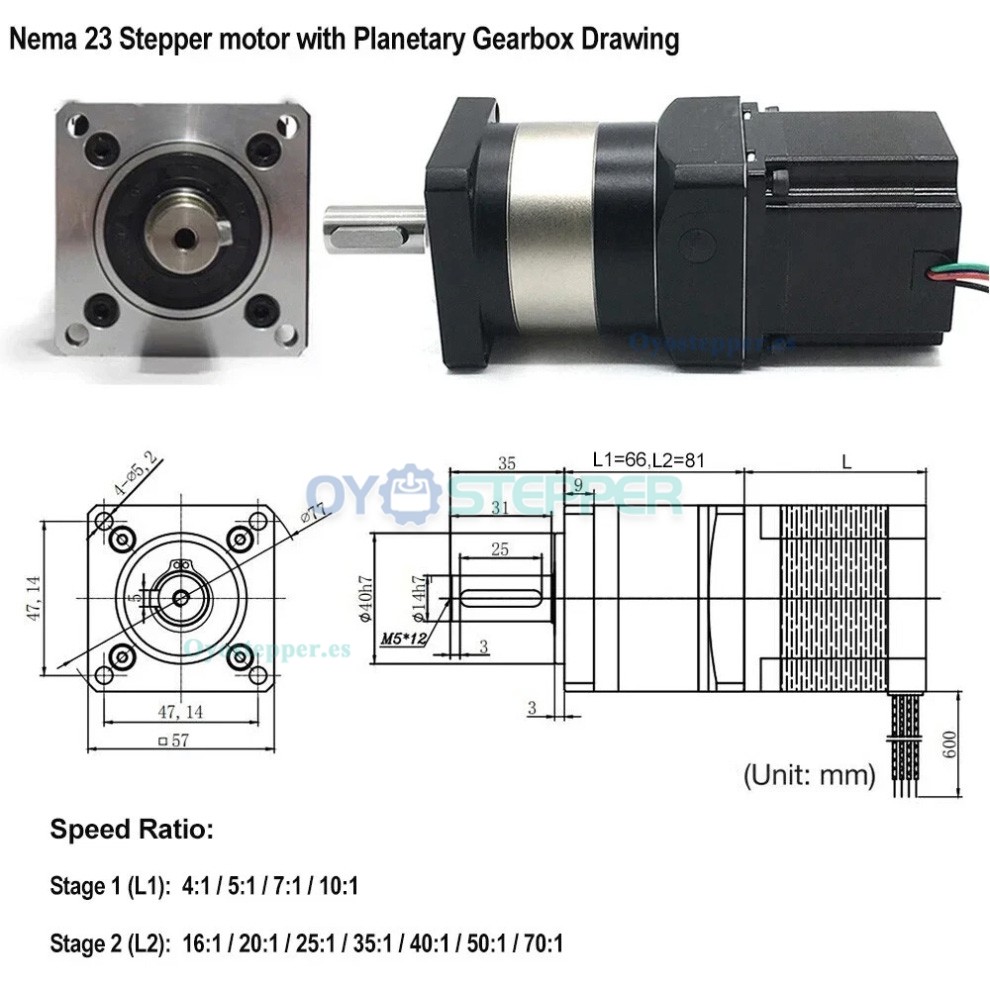 PLE090 Reductor Planetario para Motor Paso a Paso NEMA34 / Servomotor 80mm 90mm