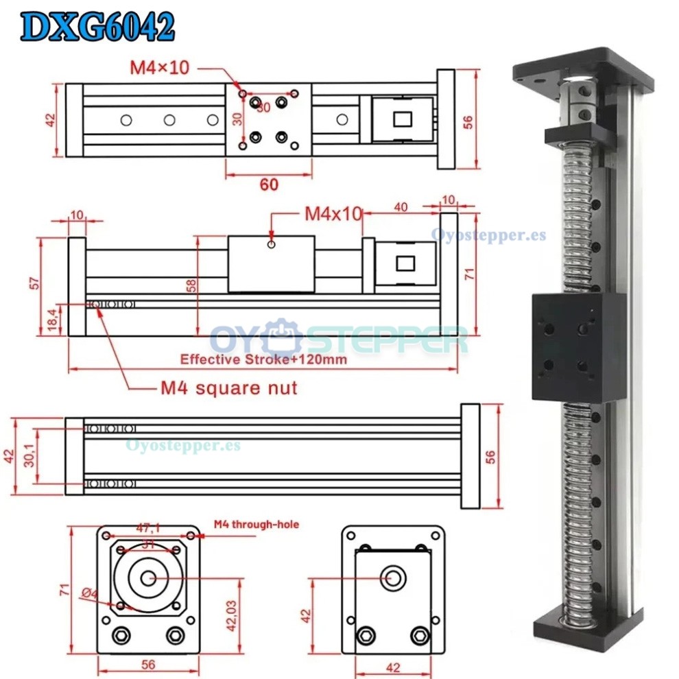 Etapa Deslizante Lineal Mini de 42 mm de Ancho con Guía Simple, Módulo CNC de Husillo a Bolas y Motor Paso a Paso NEMA23 Etapa Deslizante Lineal Mini de 42 mm de Ancho con Guía Simple, Módulo CNC de Husillo a Bolas y Motor Paso a Paso NEMA23