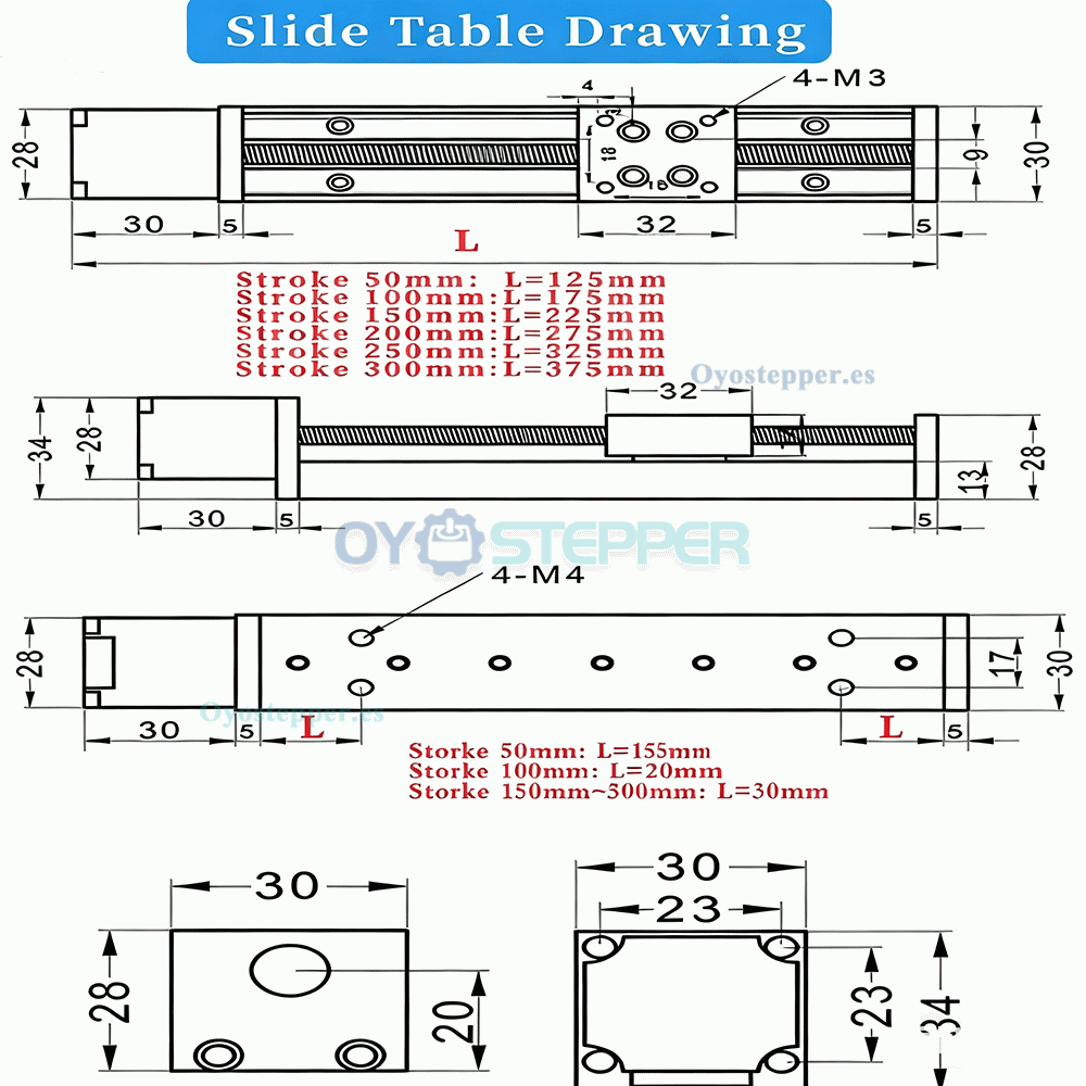 Etapa Lineal Motorizada Mini CNC (Paso 1 mm, 0.07 Nm) con Kit Motor Paso a Paso NEMA11