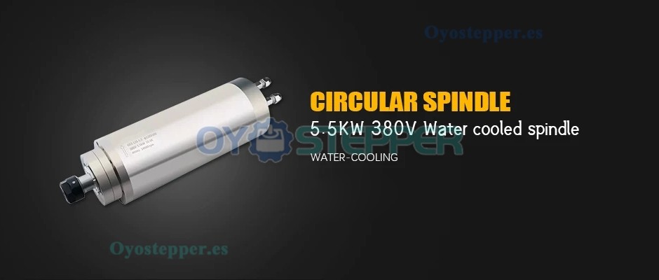 Motor de Husillo 5.5 kW Refrigerado por Agua Tipo Redondo 24000 RPM 400 Hz ER25 Ø125 mm con Rodamiento Cerámico