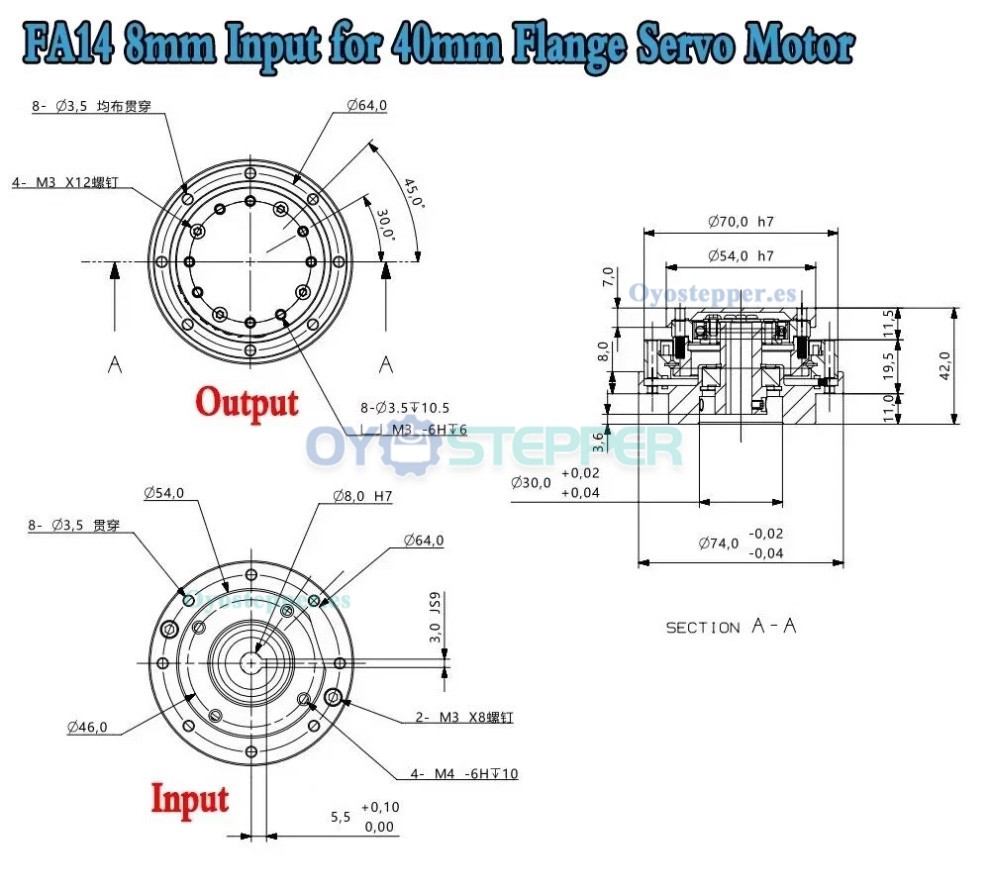 Reductor Harmonic Drive Serie FA Relaci&oacute;n 30:1-120:1 para Motor Servo