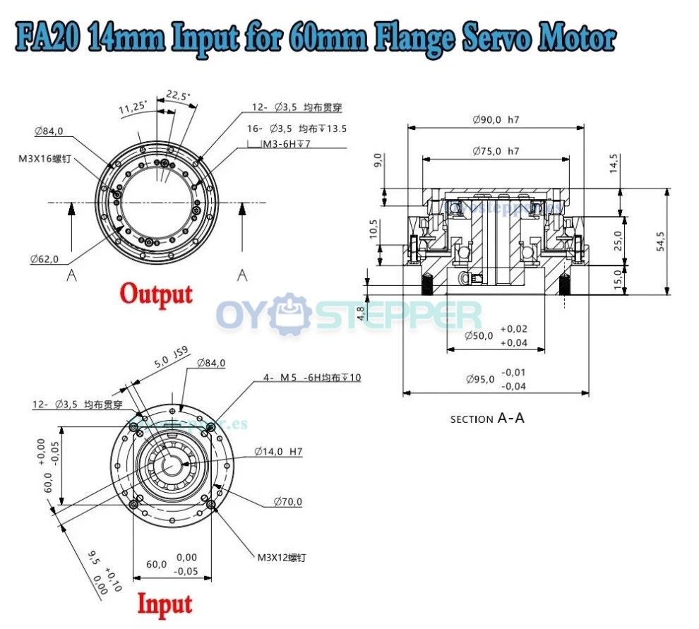 Reductor Harmonic Drive Serie FA Relaci&oacute;n 30:1-120:1 para Motor Servo