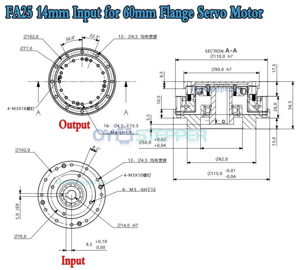 Reductor Harmonic Drive Serie FA Relaci&oacute;n 30:1-120:1 para Motor Servo