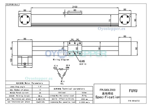 FBL80 Actuador Lineal de Alta Velocidad para CNC Guía Lineal con Riel Deslizante y Motor Nema 34