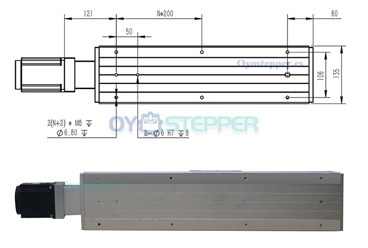 FCH140 Módulo Lineal con Guía Doble Actuador con Motor Servo de 1000 W