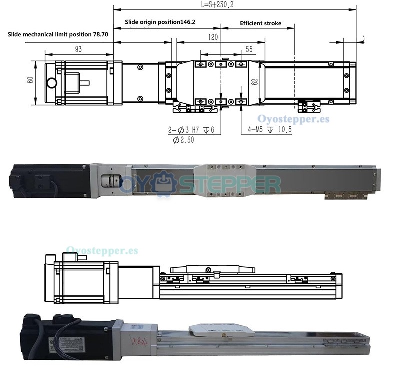 FCH60 Módulo Lineal con Guía y Doble Riel Actuador con Motor Servo de 400 W