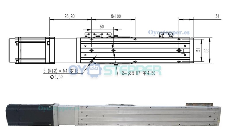 FCH60 Módulo Lineal con Guía y Doble Riel Actuador con Motor Servo de 400 W