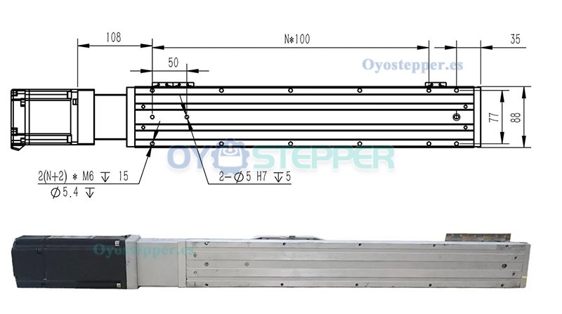 FCH90 Módulo Lineal con Guía Doble Actuador con Motor Servo de 750 W