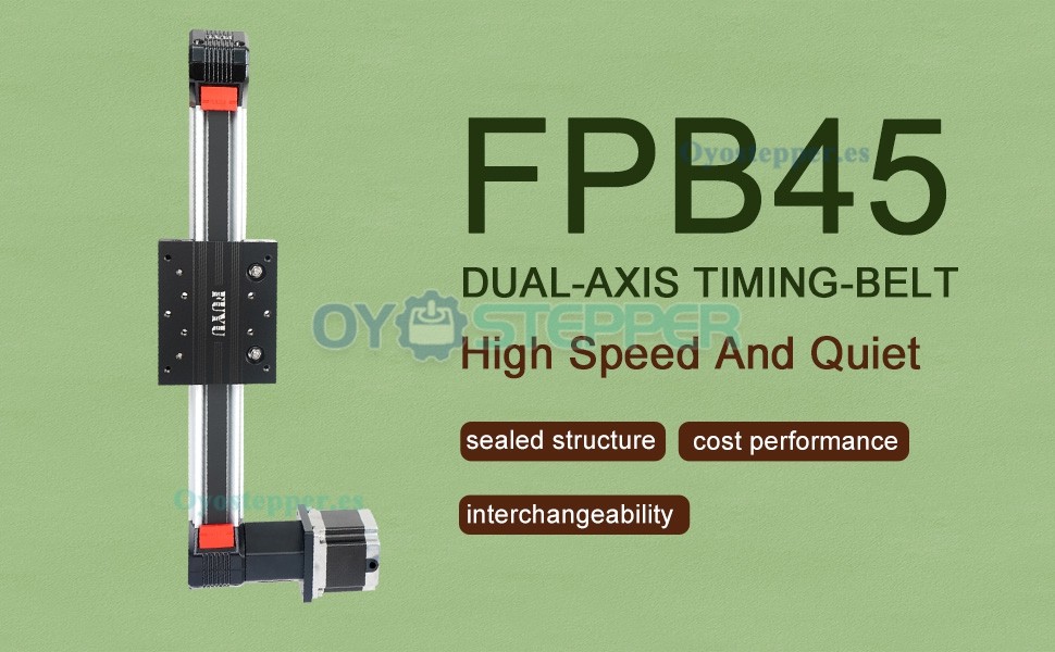 FPB45 Plataforma Lineal con Guía de Movimiento y Transmisión por Correa Con Motor Paso a Paso Nema 23