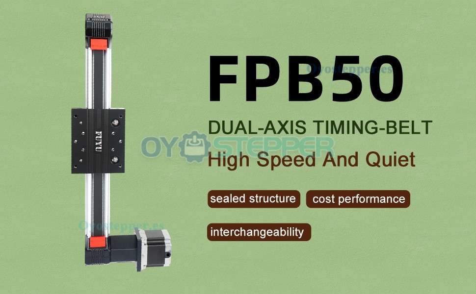 FPB50 Plataforma Lineal con Guía de Movimiento y Correa Actuador con Motor Paso a Paso Nema 23
