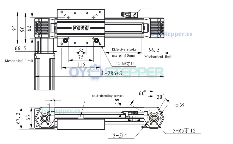 FPB60 Módulo Lineal con Guía y Transmisión por Correa Mesa para CNC con Motor Paso a Paso Nema 24