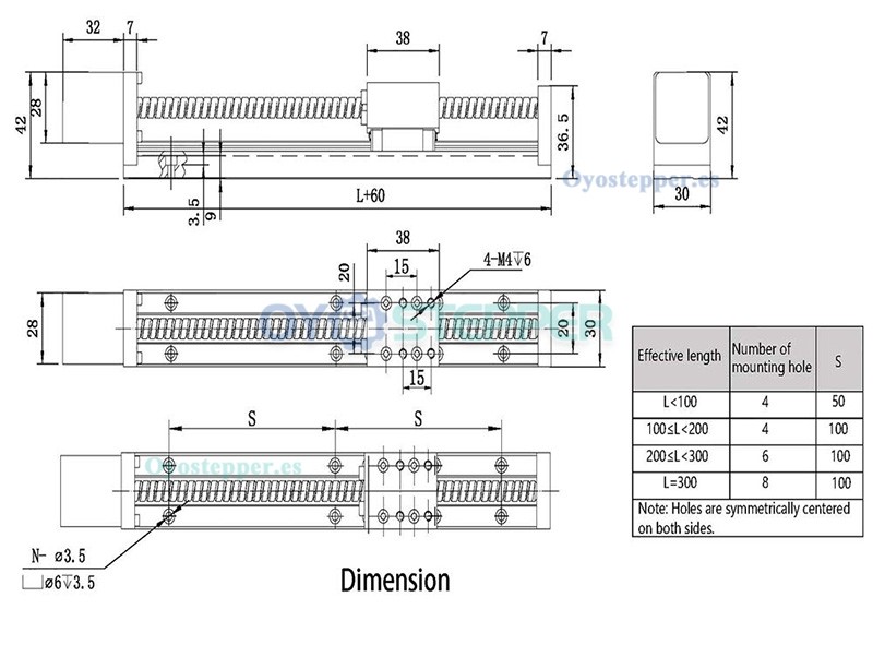 FSL30 Plataforma Lineal Mini con Guía Deslizante y Husillo CNC Con Motor Paso a Paso Nema 14