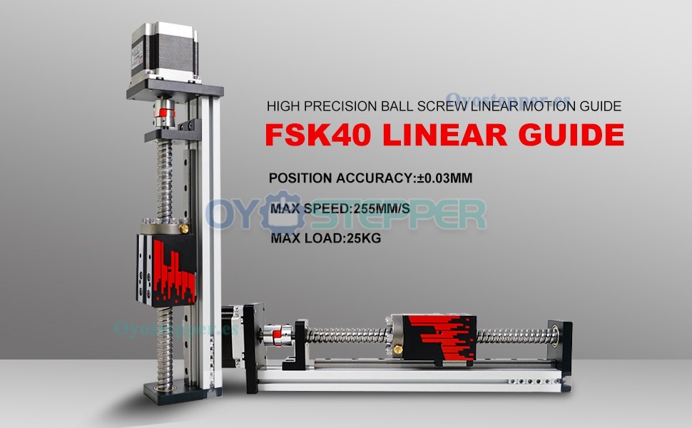FSL40 Mesa Lineal con Husillo de Bolas y Guía Lineal Actuador con Motor Paso a Paso Nema 23