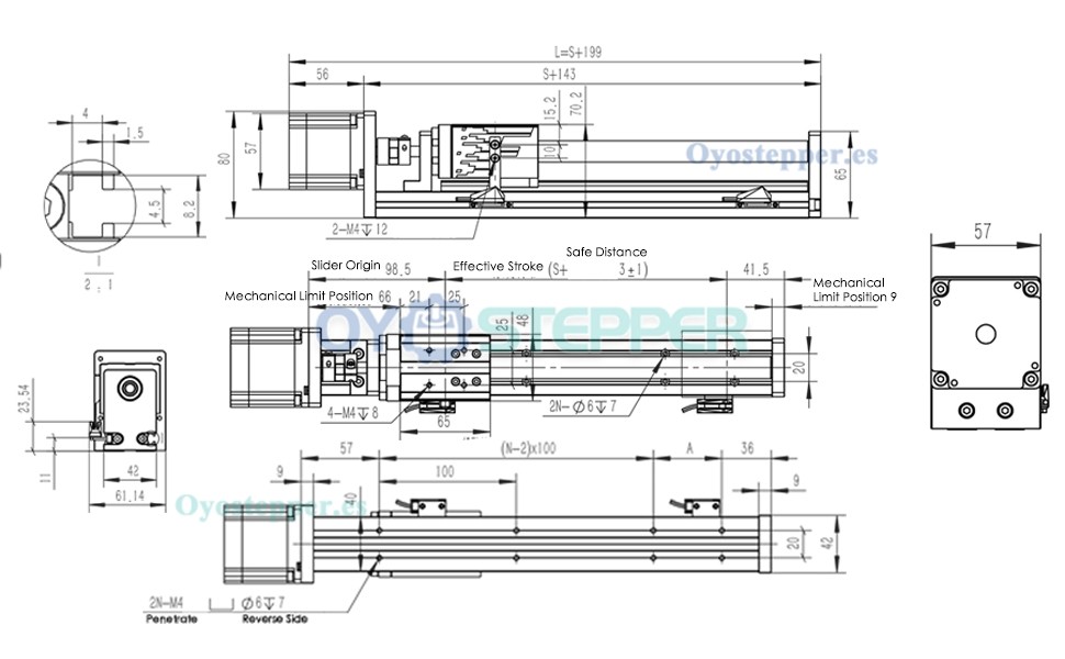 FSL40 Mesa Lineal con Husillo de Bolas y Guía Lineal Actuador con Motor Paso a Paso Nema 23