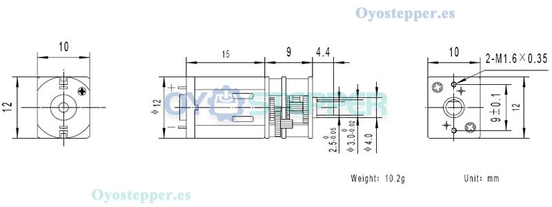 Pack de 2 Motores DC con Engranaje 2.4 V / 5 V 0.5 kg·cm Imán Permanente 12×24 mm