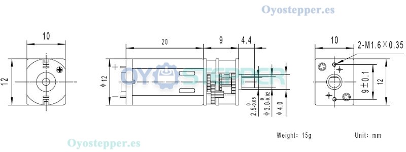 Pack de 2 Motores DC cepillados PMDC Eléctrico 6V/12V con engranaje recto 0.5kg·cm