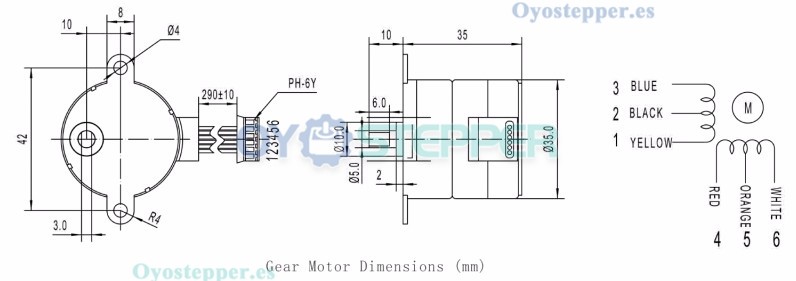 Pack de 2 Motores paso a paso DC 12V con engranaje recto 4 fases 7.5° 200 mA 130 g·cm imán permanente