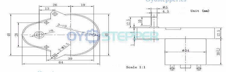 Pack de 2 Motores DC Engranaje de Tornillo Sin Fin 12V/24V Forma de Pera 5kg·cm 48×43.5mm